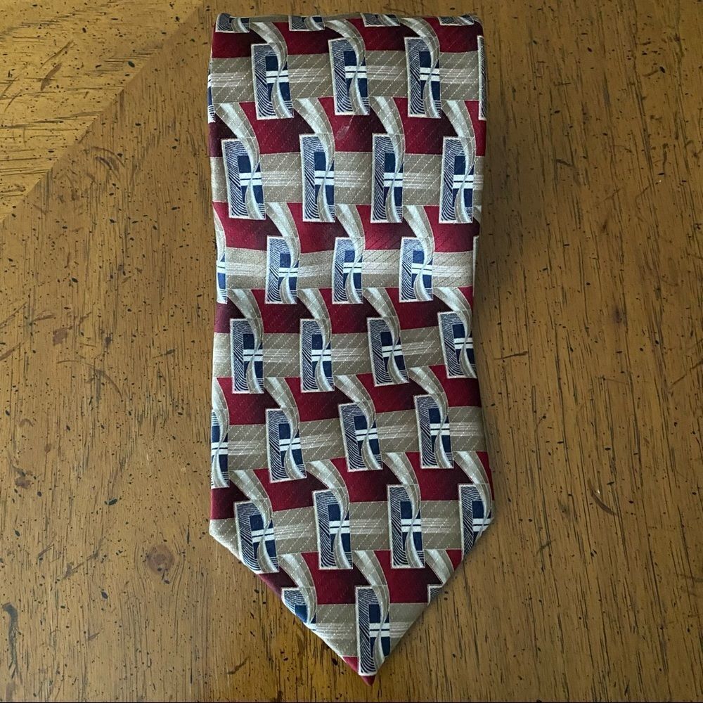 IMM Tie Silk Pattern Business Casual Formal Classic Red Gold Blue White Trendy
